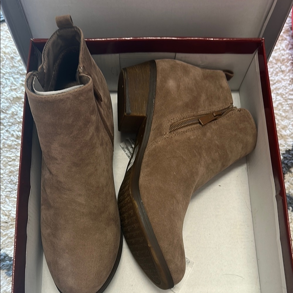 Breckelles Tan Ankle Booties with Suede Finish